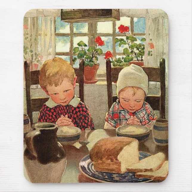 Tapis De Souris Vintage Thanksgiving, Grâces Enfants (Devant)