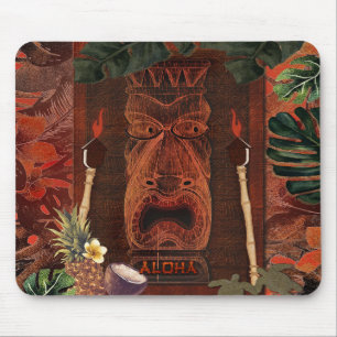 Tapis De Souris Vintage Tiki Aloha Hawaiian Rustic Tropical Island