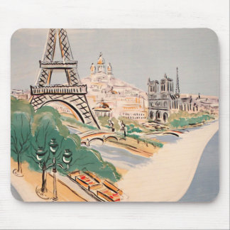 Tapis De Souris Vintage Tour Eiffel Paris Air Travel Publicité