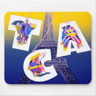 Tapis De Souris Vintage Tour Eiffel Paris Air Travel Publicité