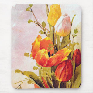 Tapis De Souris Vintage Tulips Mousepad