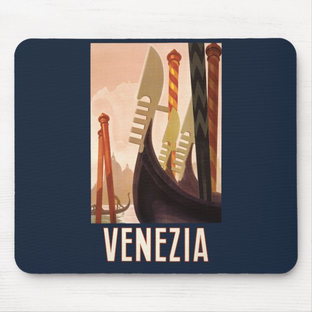 Tapis De Souris Vintage Venice Italie Gondola Travel (Devant)
