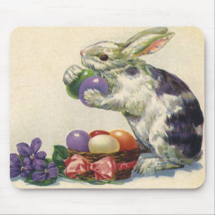 Tapis De Souris Vintage Victorian Easter Bunny, Eggs and Flowers