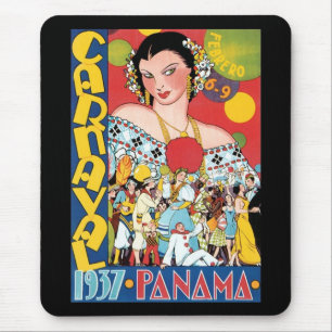 Tapis De Souris Vintage voyage 1937 Panama Carnival Party Femme