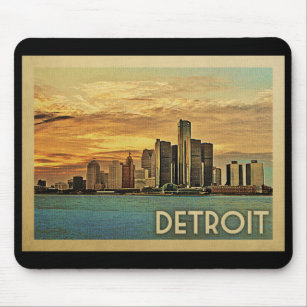 Tapis De Souris Vintage voyage de Detroit Michigan