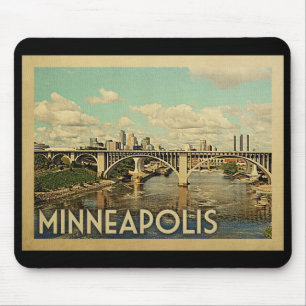 Tapis De Souris Vintage voyage de Minneapolis Minnesota