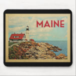 Tapis De Souris Vintage voyage du Maine<br><div class="desc">Design Maine de style Vintage voyage avec un phare sur la falaise, surplombant l'océan Atlantique. Merci à la photo de Loren Kerns comme base : www.flickr.com/photos/lorenkerns/4822059747</div>