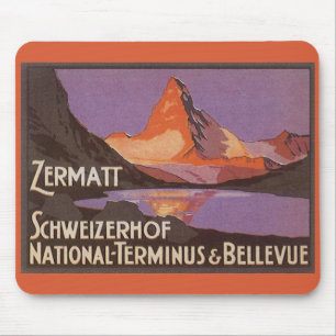 Tapis De Souris Vintage voyage, montagne de Matterhorn en Suisse
