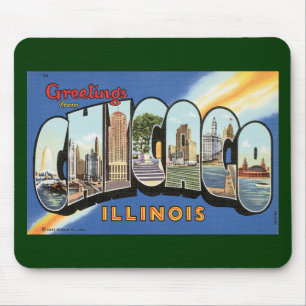 Tapis De Souris Vintage voyage, salutations de Chicago Illinois