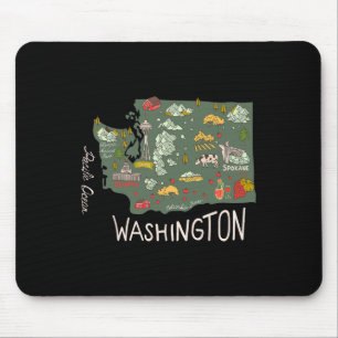Tapis De Souris Vintage Washington État Evergreen Seattle Pacifiqu