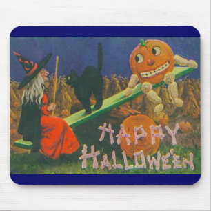 Tapis De Souris Vintage Witch & Jack o' Lanterns Temps de jeu