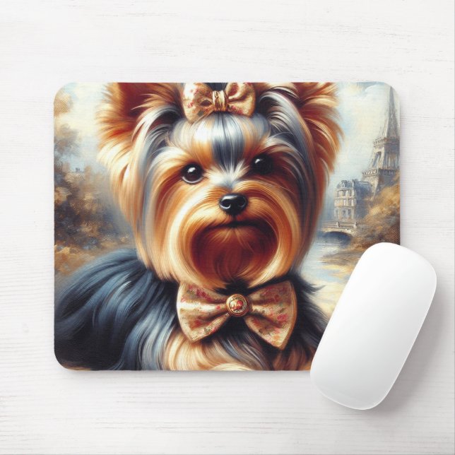 Tapis De Souris Vintage Yorkshire Terrier peinture (Avec souris)