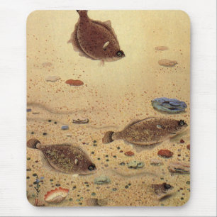 Tapis De Souris Vintages, Marine Ocean Life Poisson plat