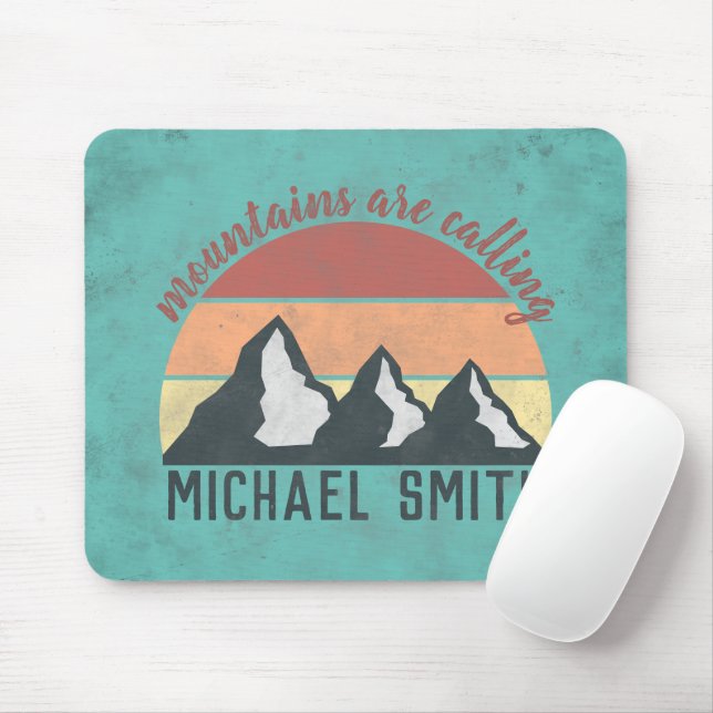Tapis De Souris Vintages pastels montagnes appellent monogram (Avec souris)