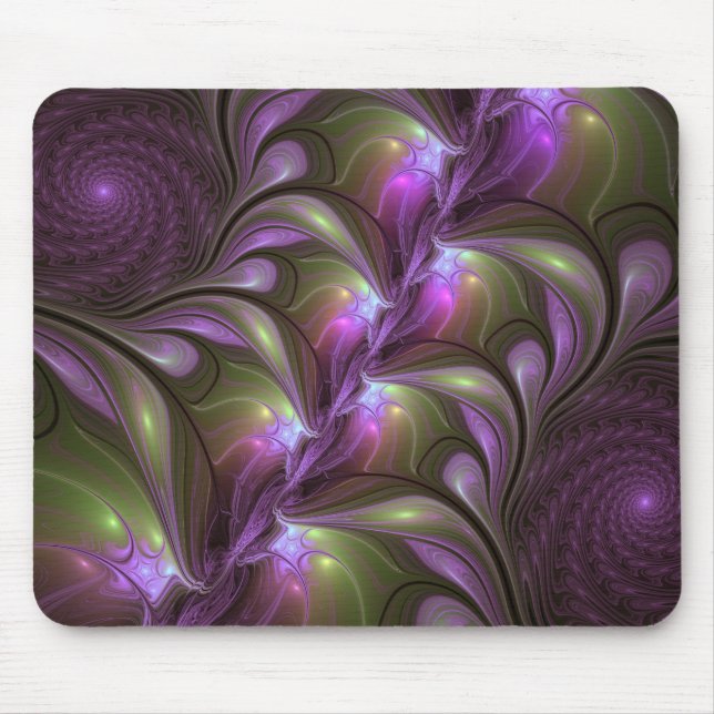 Tapis De Souris Violet Abstrait violet violet kaki fractal (Devant)