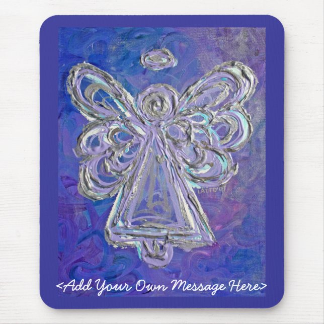 Tapis De Souris Violet Angel Mousepad avec message Customisé (Devant)