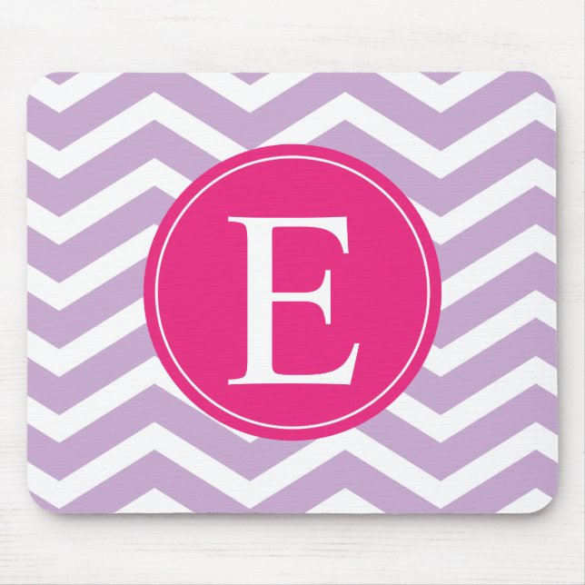 Tapis De Souris Violet blanc Chevron brillant rose (Devant)
