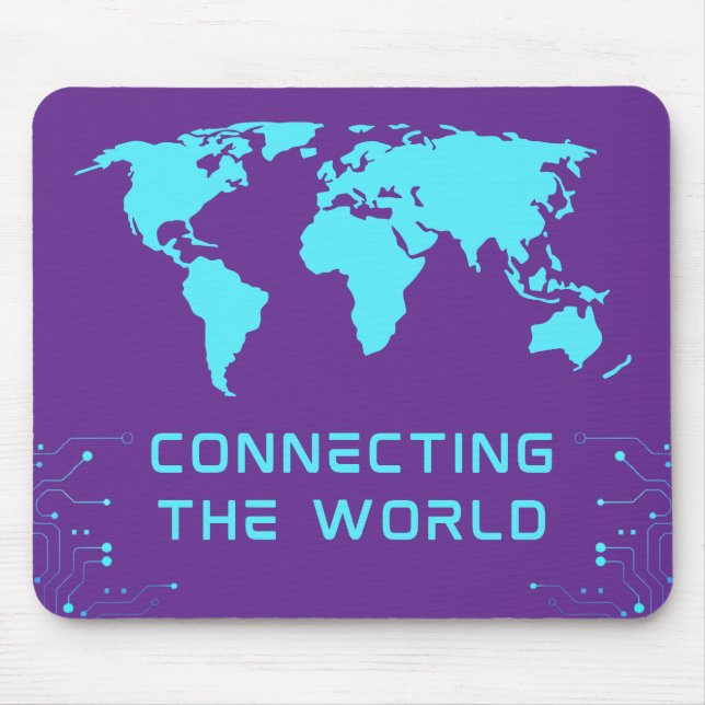 Tapis de souris violet Carte du monde cybernétique (Devant)