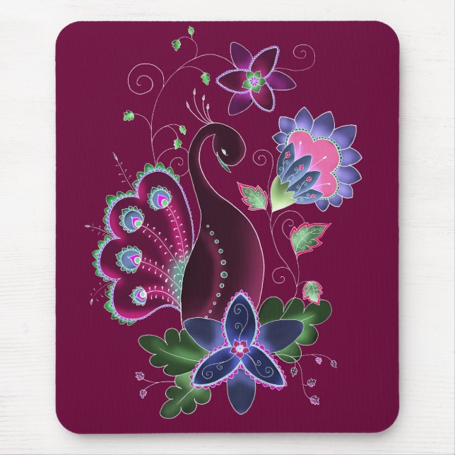 Tapis de souris violet de paon (Devant)