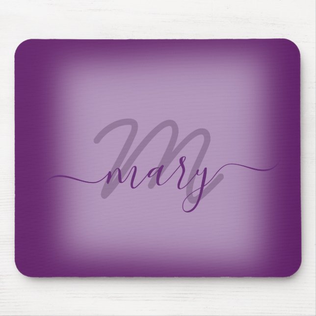 Tapis De Souris Violet Dusty violet Nom minimal Monogramme (Devant)