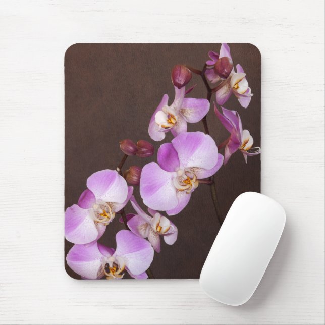 Tapis De Souris Violet et Orchidée blanche - photo de près (Avec souris)