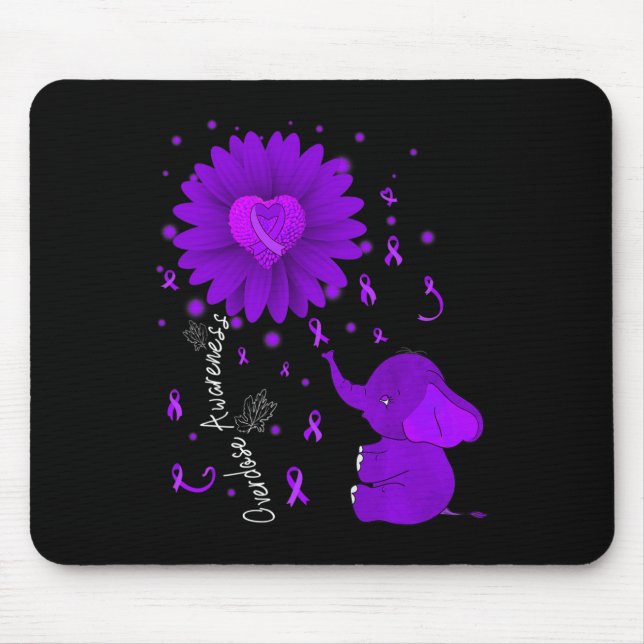 Tapis De Souris Violet Ribbon Daisy Fleur Elephant Overdose Aware (Devant)