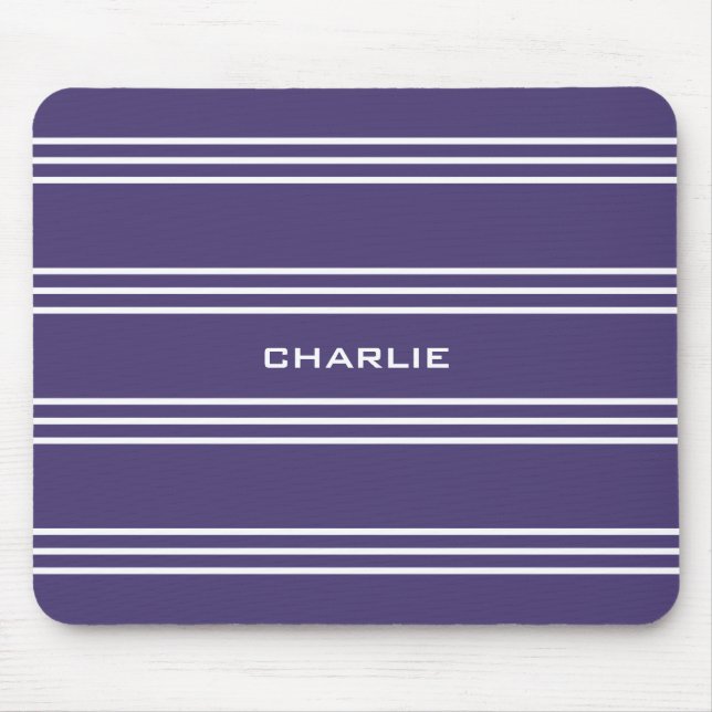 Tapis De Souris Violet Stripes personnalisé monogramme mousepac (Devant)