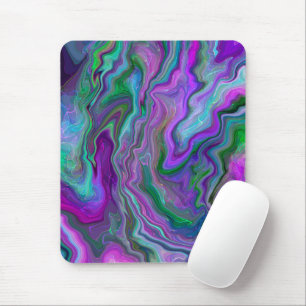 Tapis De Souris Violet, vert et bleu Fluid Art Abstrait