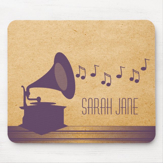 Tapis De Souris Violet Vintage Gramophone Mousepad (Devant)