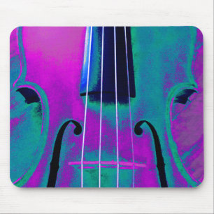 Tapis De Souris Violon Abstrait violet et Turquoise