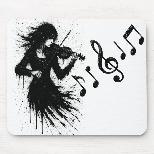 Tapis De Souris Violoniste Né de l'Encre dans la Tempête du Son (Devant)