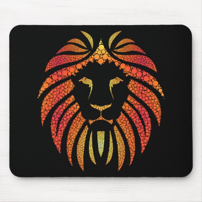 Tapis De Souris Visage Abstrait de Lion Orange (Devant)