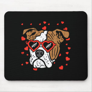 Tapis De Souris Visage de Bouledogue Anglais Cœur Gles Saint-Valen