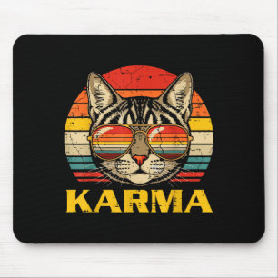 Tapis De Souris Visage de Chat Lunettes Karma Drôle Chat Chaton Ho