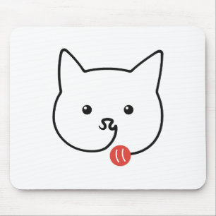 Tapis De Souris Visage de Chat Mignon en Dessin d'Une Seule Ligne