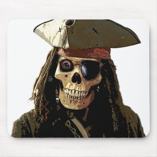 Tapis De Souris Visage de crâne de Posterized de pirate (Devant)