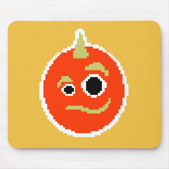 Tapis De Souris Visage de monstre orange mignon pixelisé  (Devant)