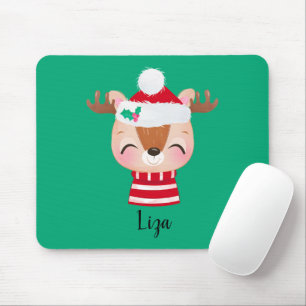 Tapis De Souris Visage de rennes souriants de Noël