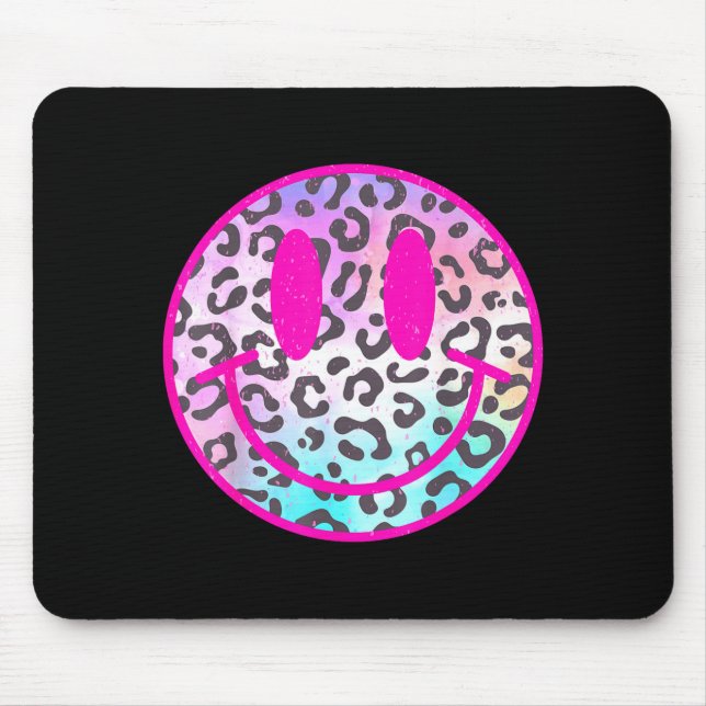 Tapis De Souris Visage de sourire de léopard rose tee tendance pré (Devant)