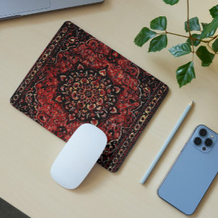 Tapis De Souris Visage de tapis persan en champ teinté rose