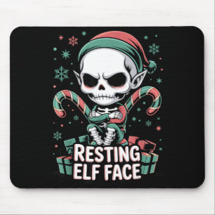 Tapis De Souris Visage d'elfe au repos Noël drôle Mignon Creeper F