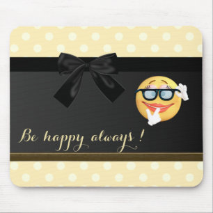 Tapis De Souris Visage d'Emoji Adorable, Points Polka