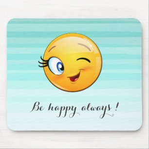 Tapis De Souris Visage d'Emoji clin d'œil adorable - Soyez heureux