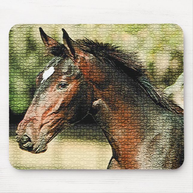Tapis De Souris Visage du cheval mosaïque Carreaux (Devant)
