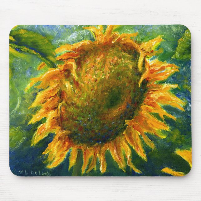 Tapis De Souris Visage impressionniste de tournesol (Devant)