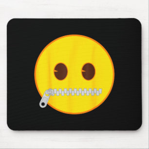 Tapis De Souris Visage jaune de sourire de bouche de fermeture écl