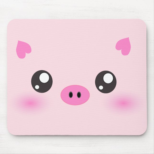 Tapis De Souris Visage mignon de porc - minimalisme de kawaii (Devant)