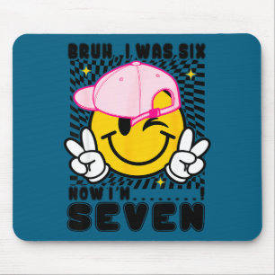 Tapis De Souris Visage souriant 7ème anniversaire était 6 7 à carr