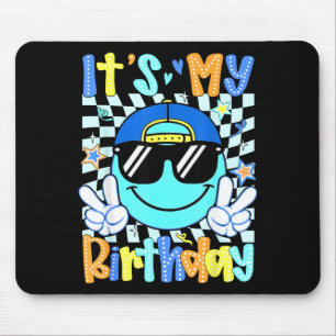 Tapis De Souris Visage Souriant Anniversaire Groovy Fête Hommes Ga