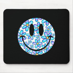 Tapis De Souris Visage sourire fleur rétro heureux bleu prépa homm